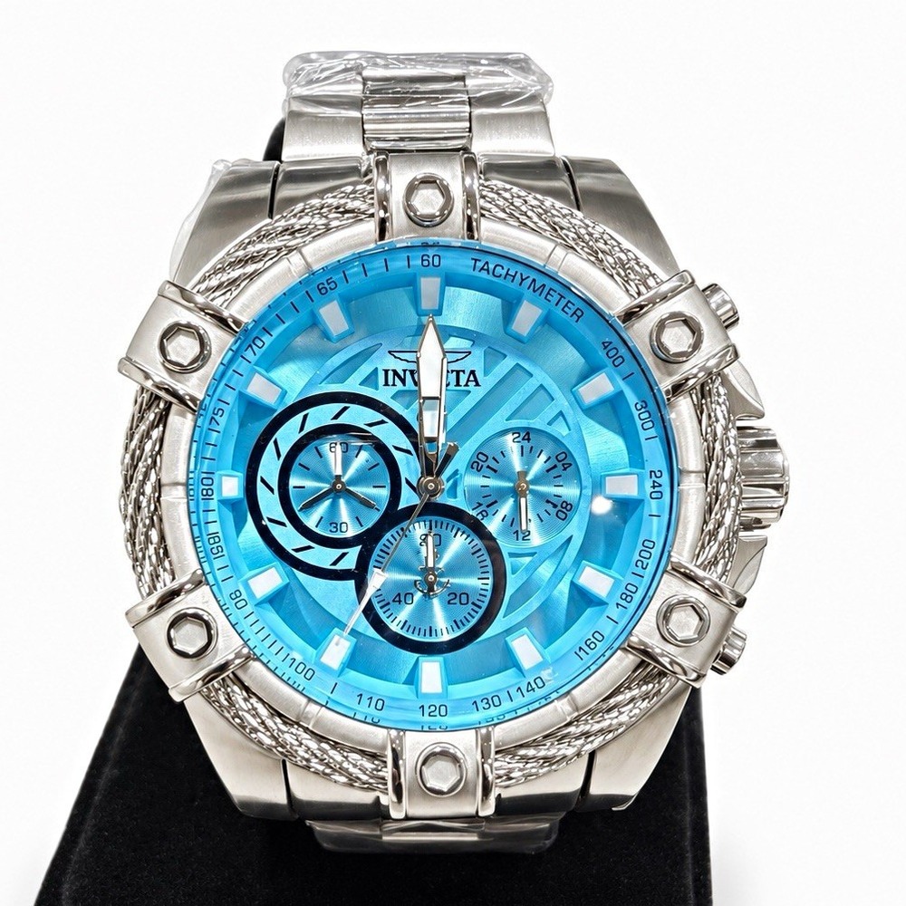 Invicta Bolt Valkir 69796 Men's 52mm Steel Light Blue Dial Quartz Watch New